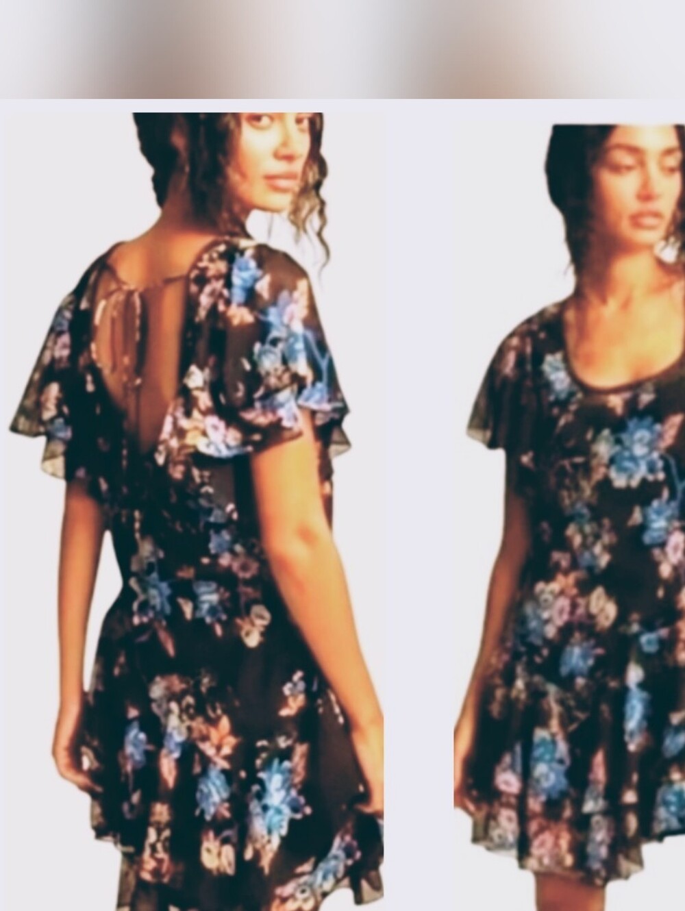 Free People Love to Love Floral Mini Dress Short Flutter Sleeves S EUC Revolve - Picture 14 of 14
